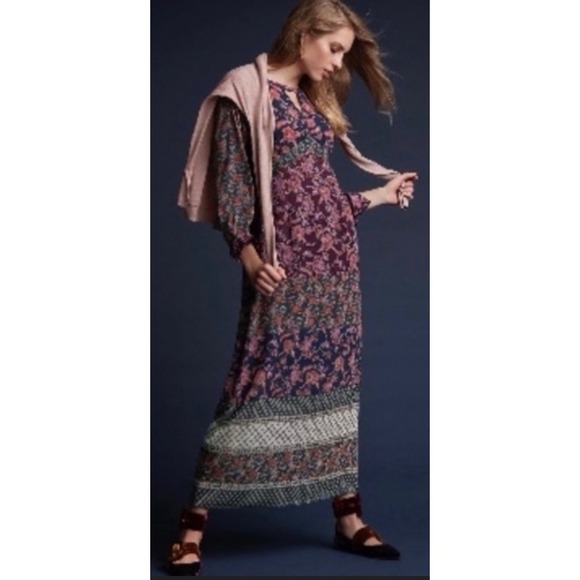 Cabi Maxi Dress Floral Print Long Sleeve‎ Bohemian Casual XS - Picture 1 of 4